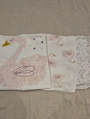 Lassig Swaddle Blanket Set - Pink Swan Print